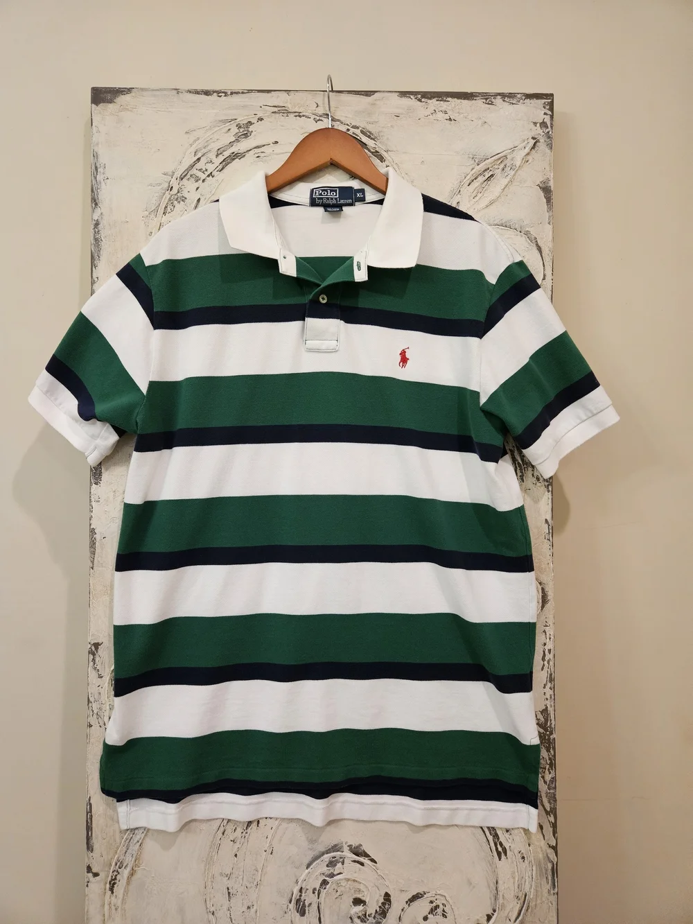 Ralph Lauren Green, White & Navy Striped Polo Shirt
